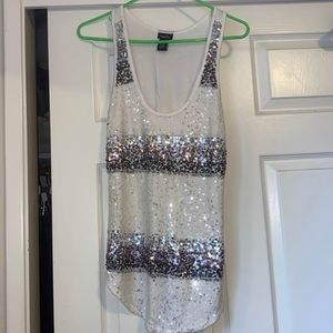 White tank top with silver sequence